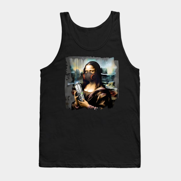 Mona Lisa with a spray paint in a paint respirator Tank Top by Snoe